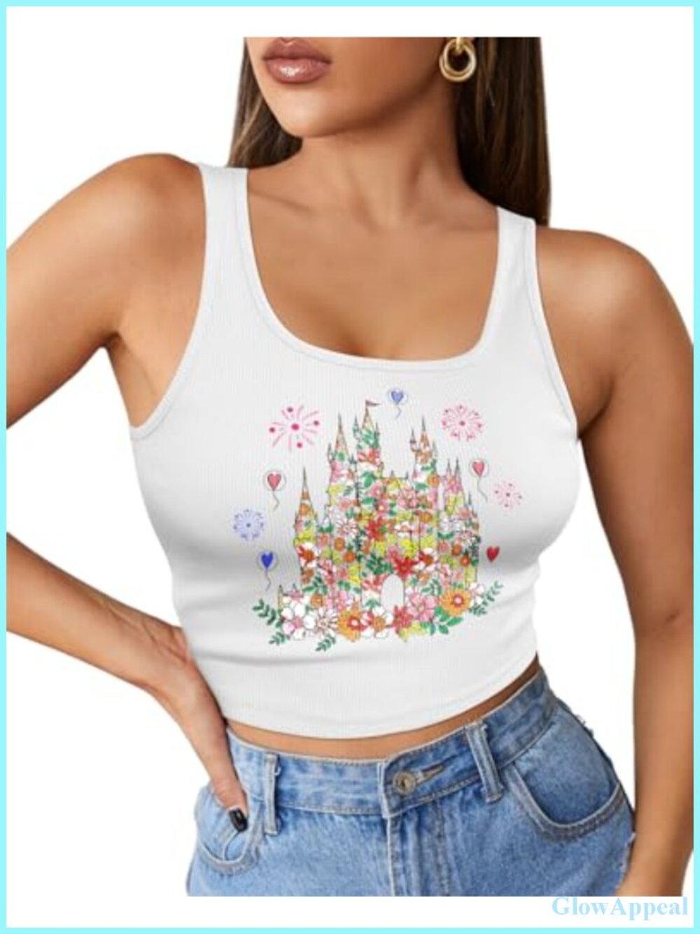 Ribbed U Neck Crop Tank Top Sleeveless Yoga Gym Top